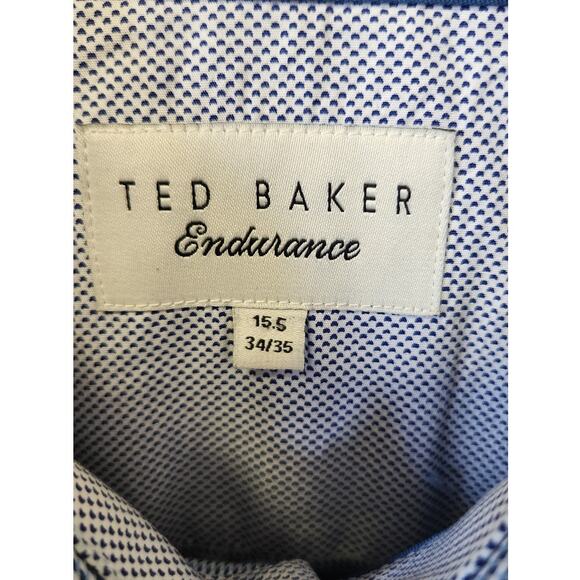 Ted Baker Endurance Hensley Blue Button Down Dress Shirt Men 15.5 Neck NWOT - Picture 3 of 11